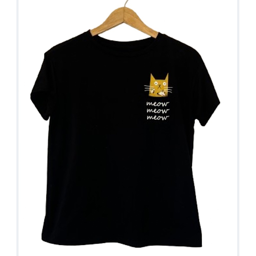 Unbranded | Black Cat Meow Pocket Tee